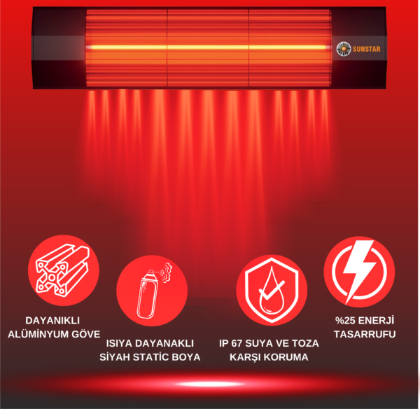 SUNSTAR DIŞMEKAN HALOJEN SOBA İNFRARED ISITICI 2000W